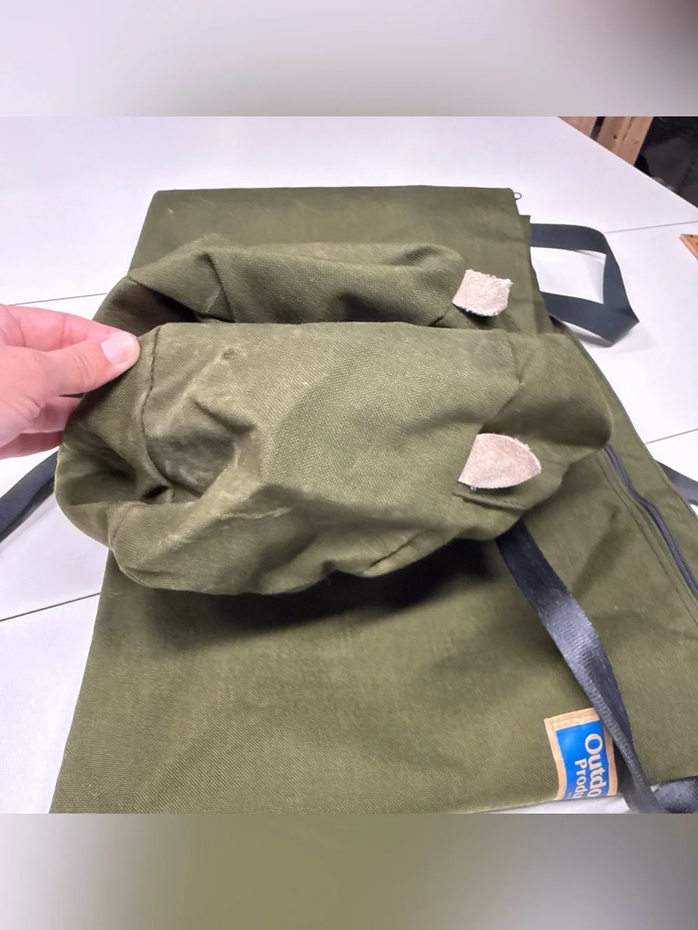 Outdoor Products Olive Green Canvas Fishing Rod Gear Travel Case ~13